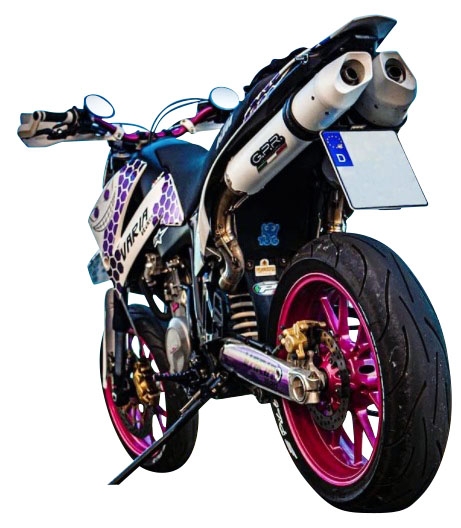 Exhaust compatible with Ktm Duke II 2000-2006, Albus Ceramic, Dual slip-on including removable db killers and link pipes, EPA-compliant 