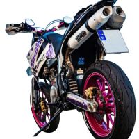 Exhaust compatible with Ktm Duke II 2000-2006, Albus Ceramic, Dual slip-on including removable db killers and link pipes, EPA-compliant 