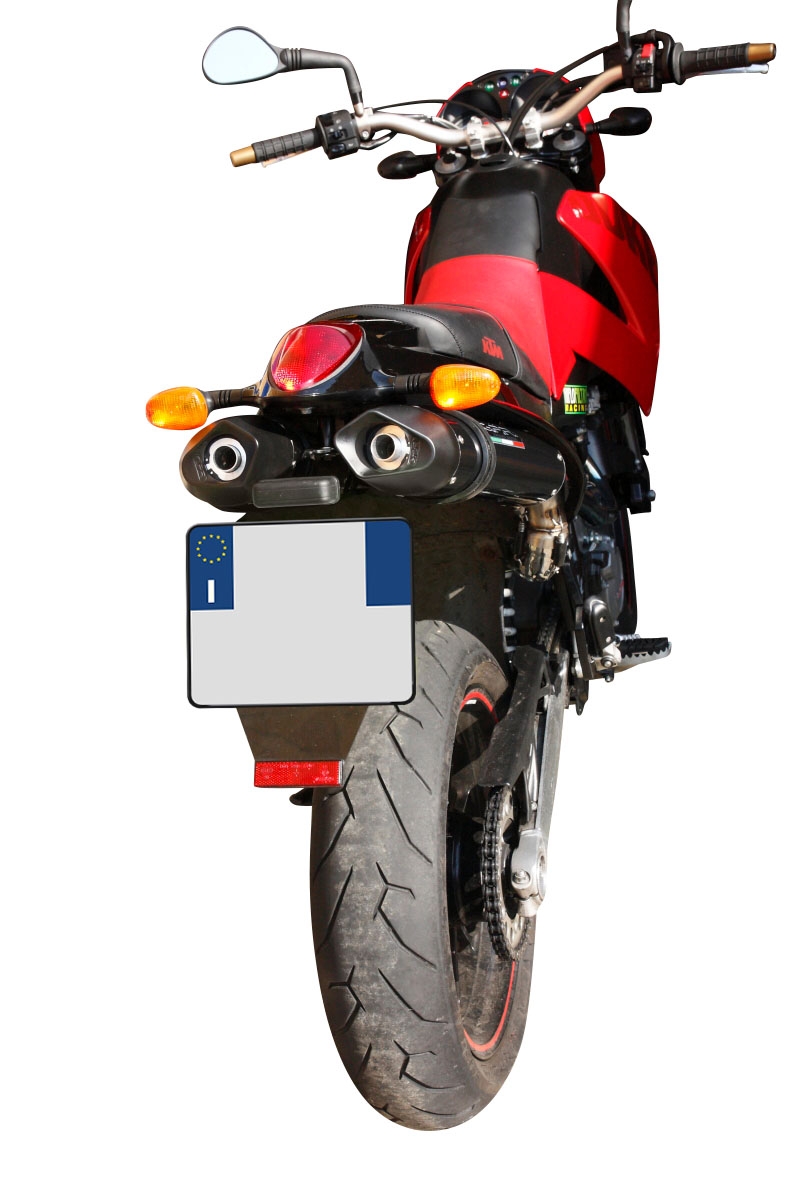 Exhaust compatible with Ktm Duke II 2000-2006, Furore Nero, Dual slip-on including removable db killers and link pipes, EPA-compliant 