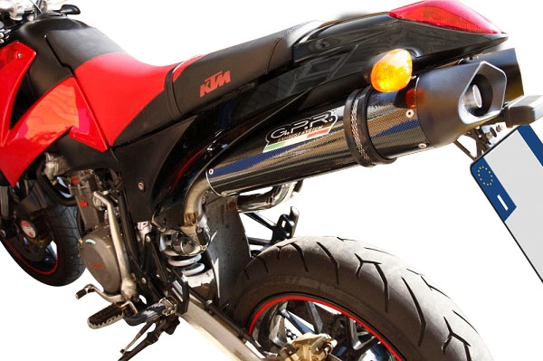 Exhaust compatible with Ktm Duke II 2000-2006, Furore Nero, Dual slip-on including removable db killers and link pipes, EPA-compliant 