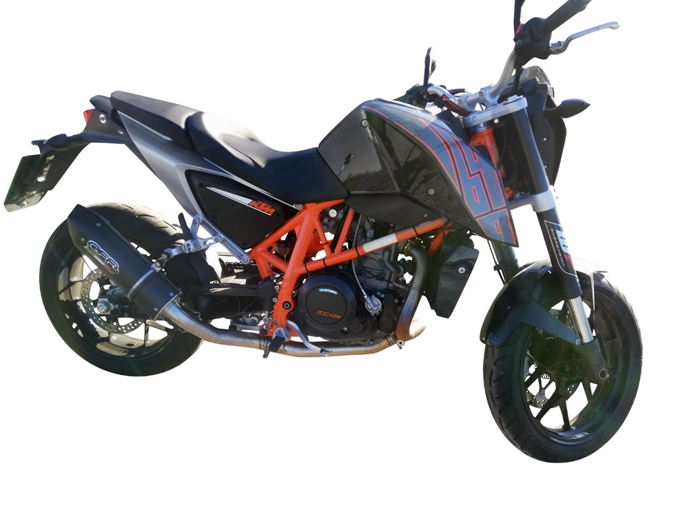 Exhaust compatible with Ktm 690 Duke 2017-2020, Furore Evo4 Nero, Slip-on exhaust including removable db killer and link pipe, EPA-compliant 