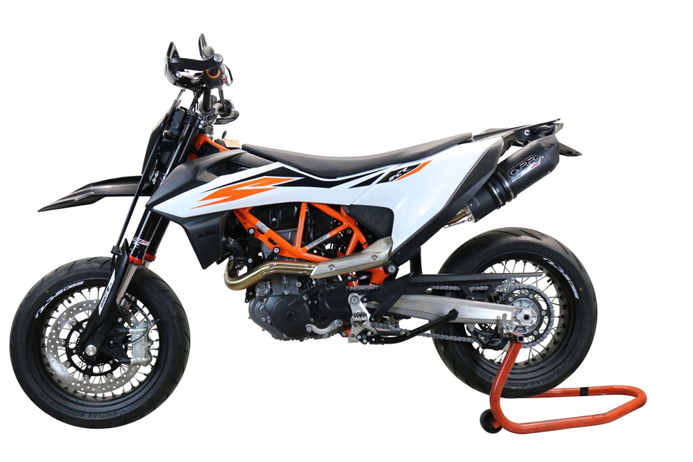 Exhaust compatible with Ktm 690 Enduro R 2019-2020, Furore Evo4 Nero, Slip-on exhaust including link pipe and removable db killer 