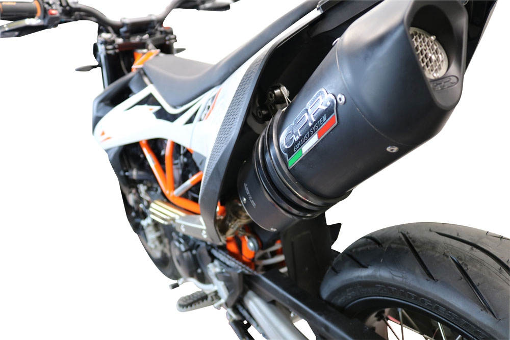 Exhaust compatible with Ktm 690 Enduro R 2019-2020, Furore Evo4 Nero, Slip-on exhaust including link pipe and removable db killer 