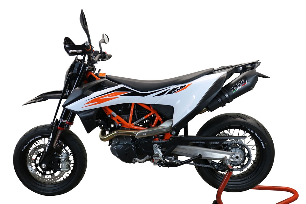 GPR exhaust compatible with Ktm Enduro 690 R 2021-2024, New Grand Prix Evo Black Titanium, Homologated legal slip-on exhaust including removable db killer, link pipe and catalyst 