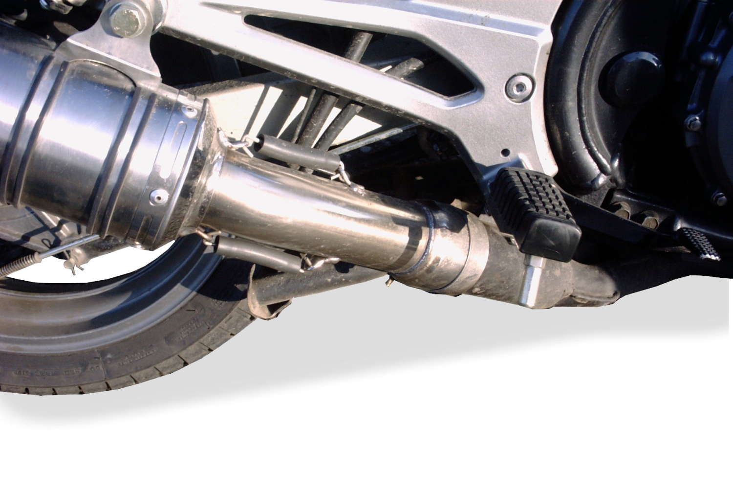 Exhaust compatible with Kawasaki ER5 1996-2006, Trioval, Slip-on exhaust including removable db killer and link pipe, EPA-compliant 
