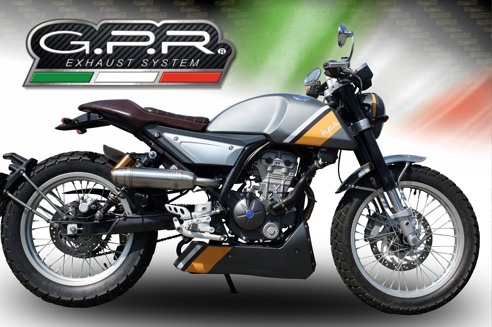 Exhaust compatible with F.B. Mondial Hps 125 2016-2018, Deeptone Inox, Slip-on exhaust including removable db killer and link pipe, EPA-compliant 