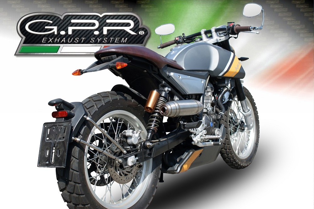 Exhaust compatible with F.B. Mondial Hps 125 2016-2018, Deeptone Inox, Slip-on exhaust including removable db killer and link pipe, EPA-compliant 