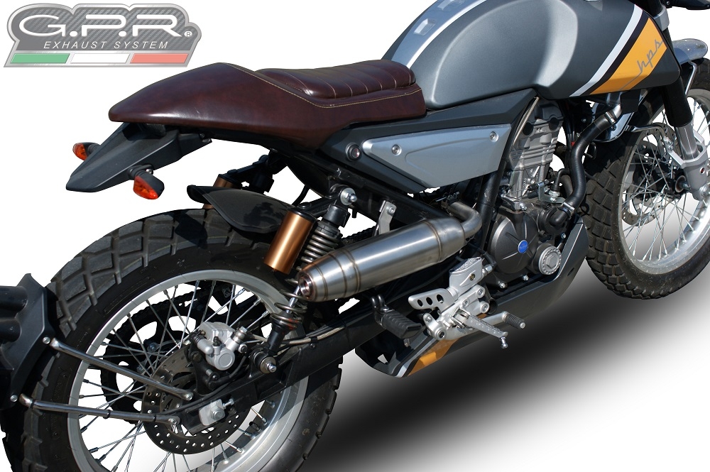 Exhaust compatible with F.B. Mondial Hps 125 2016-2018, Deeptone Inox, Slip-on exhaust including removable db killer and link pipe, EPA-compliant 