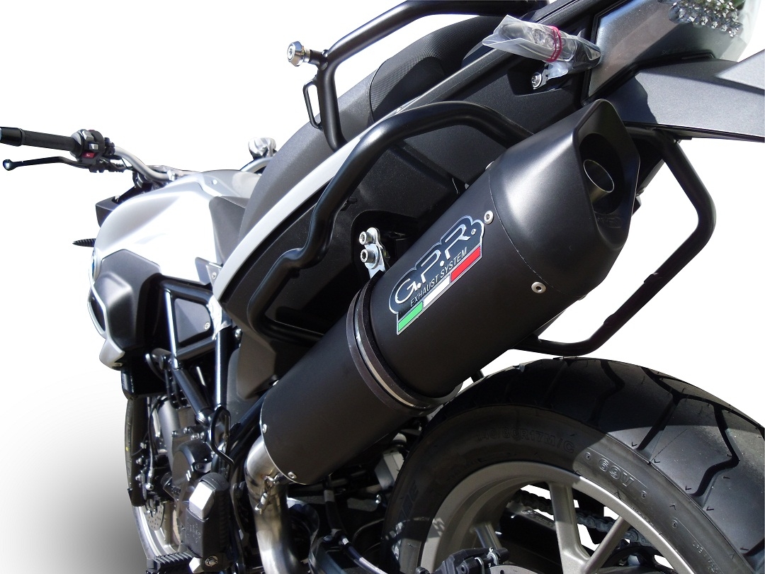 Exhaust compatible with Bmw F700GS 2016-2018, Furore Evo4 Nero, Slip-on exhaust including removable db killer and link pipe, EPA-compliant 