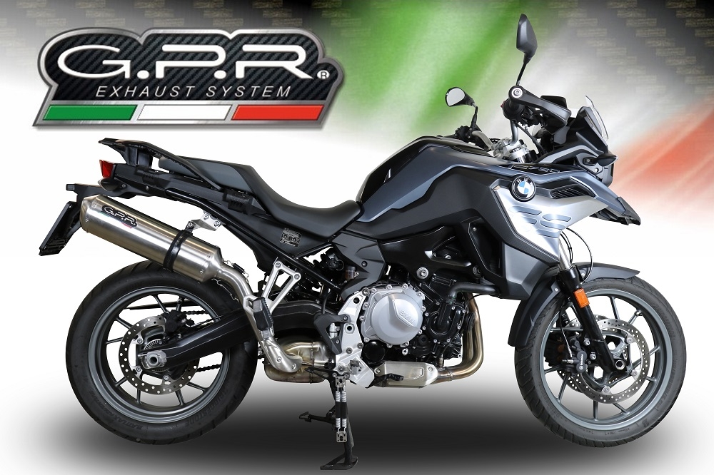 Exhaust compatible with Bmw F750GS 2018-2020, Satinox, Slip-on exhaust including removable db killer and link pipe, EPA-compliant 
