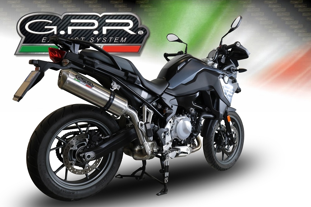 Exhaust compatible with Bmw F750GS 2018-2020, Satinox, Slip-on exhaust including removable db killer and link pipe, EPA-compliant 