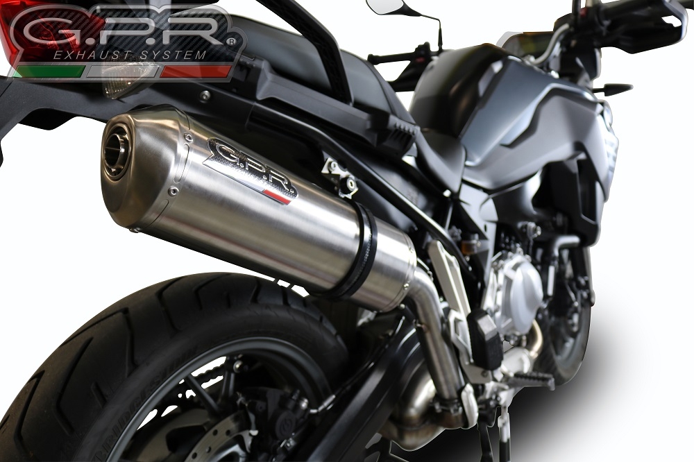 Exhaust compatible with Bmw F750GS 2018-2020, Satinox, Slip-on exhaust including removable db killer and link pipe, EPA-compliant 