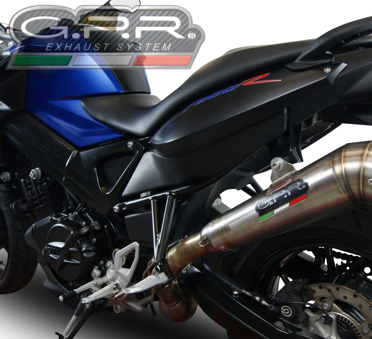 Exhaust compatible with Bmw F800R 2009-2014, Powercone Evo, Slip-on exhaust including removable db killer and link pipe, EPA-compliant 