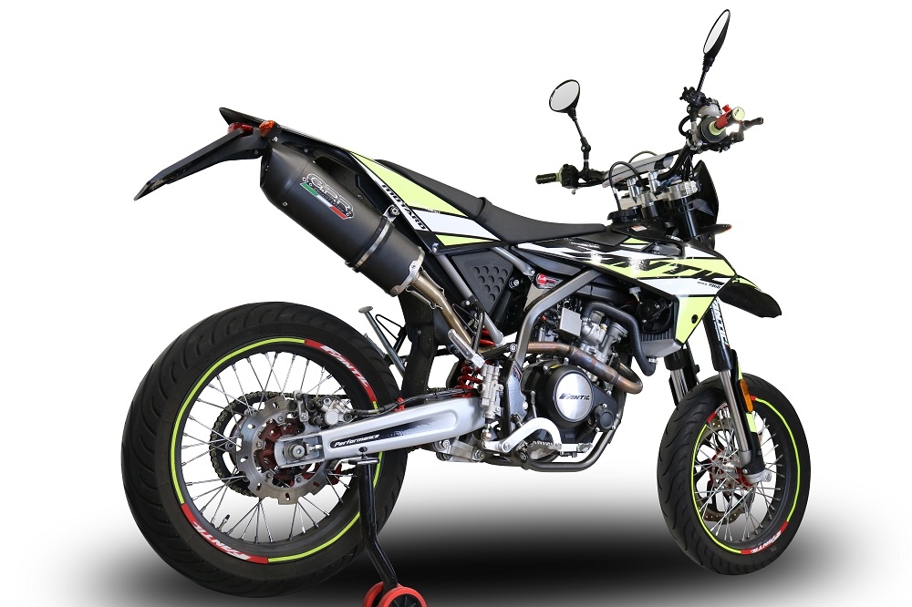 Exhaust compatible with Fantic Motor 125 M Performance 2019-2020, Furore Nero, Slip-on exhaust including removable db killer and link pipe, EPA-compliant 