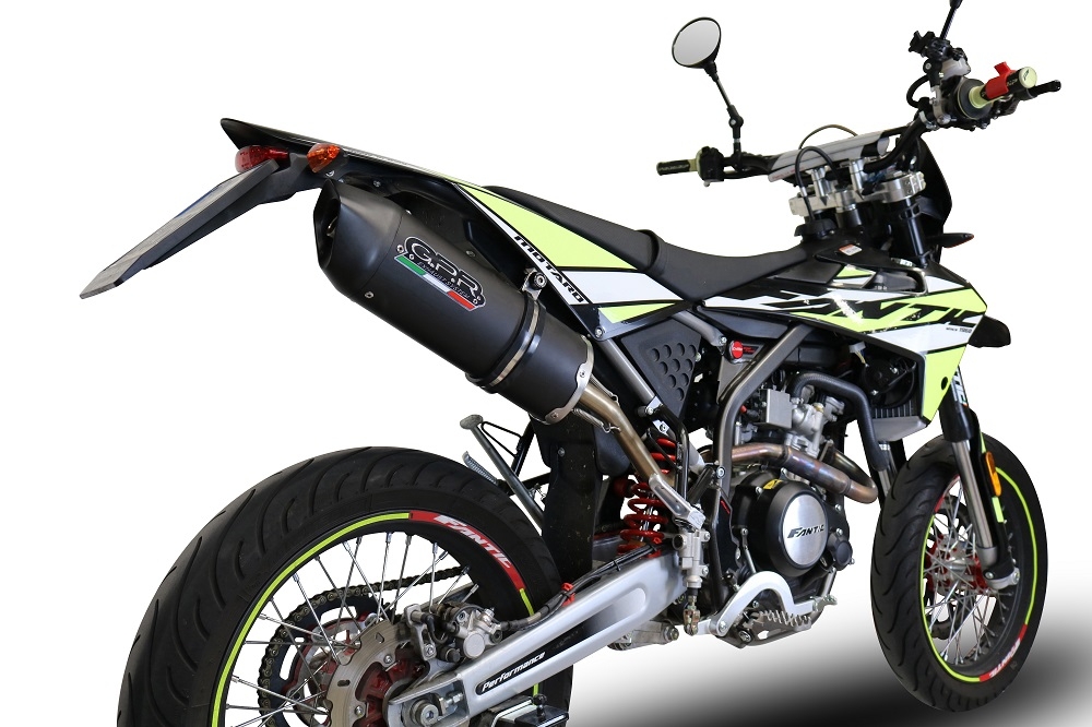 Exhaust compatible with Fantic Motor 125 M Performance 2019-2020, Furore Nero, Slip-on exhaust including removable db killer and link pipe, EPA-compliant 