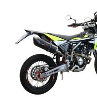 Exhaust compatible with Fantic Motor XEF 125 Enduro 125 Competition/Performance 2021-2024, Furore Evo4 Nero, Slip-on exhaust including removable db killer and link pipe, not EPA-compliant 