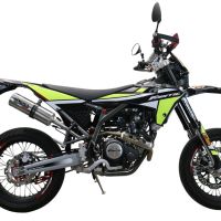 Exhaust compatible with Fantic Motor XMF Motard 125 Competition/Performance 2021-2024, M3 Inox , Slip-on exhaust including removable db killer and link pipe, not EPA-compliant 