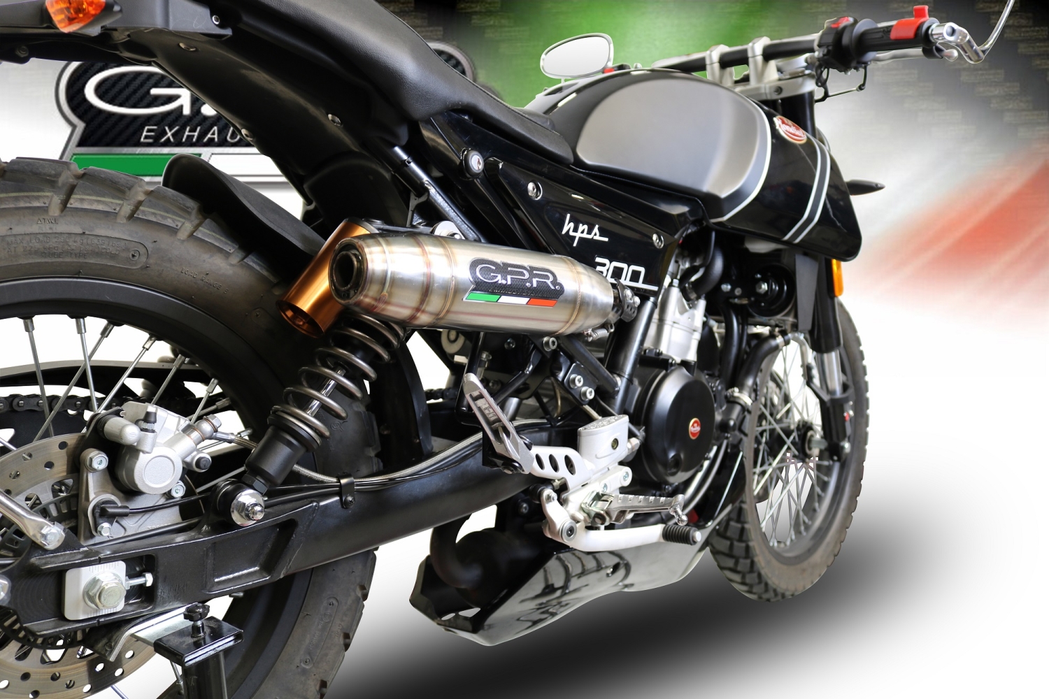 Exhaust compatible with F.B. Mondial Hps 300 2021-2022, Deeptone Inox, Slip-on exhaust including removable db killer and link pipe, EPA-compliant 
