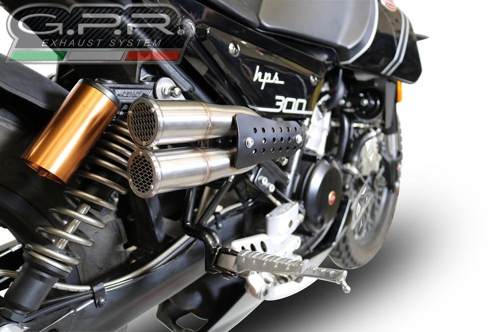 Exhaust compatible with F.B. Mondial Hps 300 2021-2022, F205, Slip-on exhaust including removable db killer and link pipe, EPA-compliant 