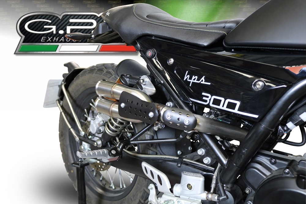 Exhaust compatible with F.B. Mondial Hps 300 2021-2022, F205, Slip-on exhaust including removable db killer and link pipe, EPA-compliant 