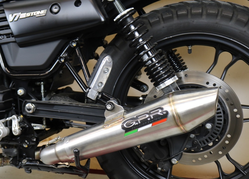 Exhaust compatible with Moto Guzzi V7 III Special-Stone-Carbon 2017-2018, Vintacone, Full system exhaust 