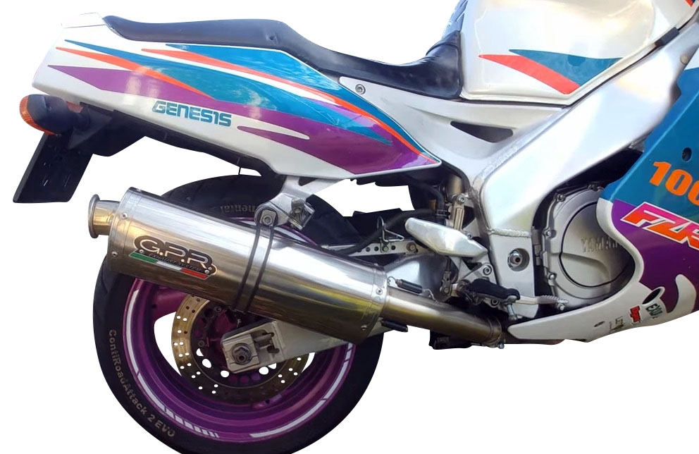 Exhaust compatible with Yamaha Fzr 1000 Ex-Up 1989-1990, Trioval, Slip-on exhaust including removable db killer and link pipe, EPA-compliant 