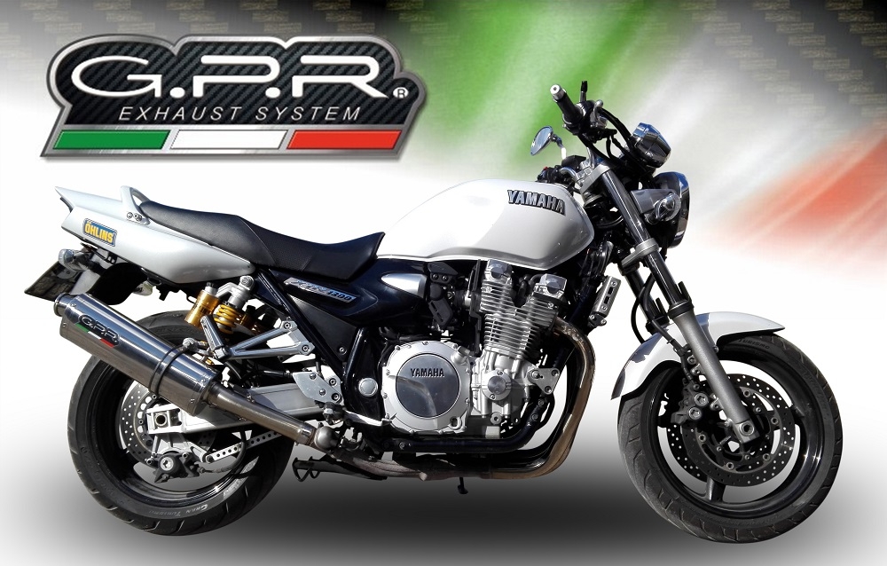 Exhaust compatible with Yamaha XJR1300 2007-2017, Trioval, Slip-on exhaust including removable db killer and link pipe, EPA-compliant 