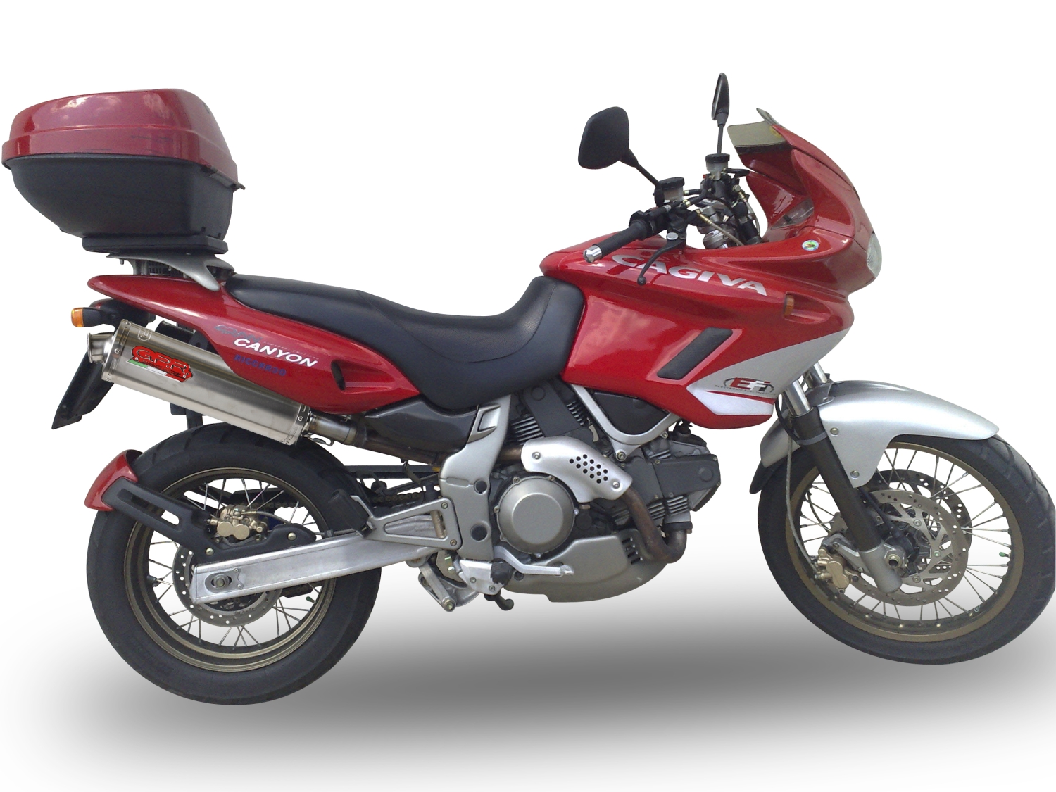 Exhaust compatible with Cagiva Gran Canyon 1998-2000, Trioval, Dual slip-on including removable db killers and link pipes, EPA-compliant 