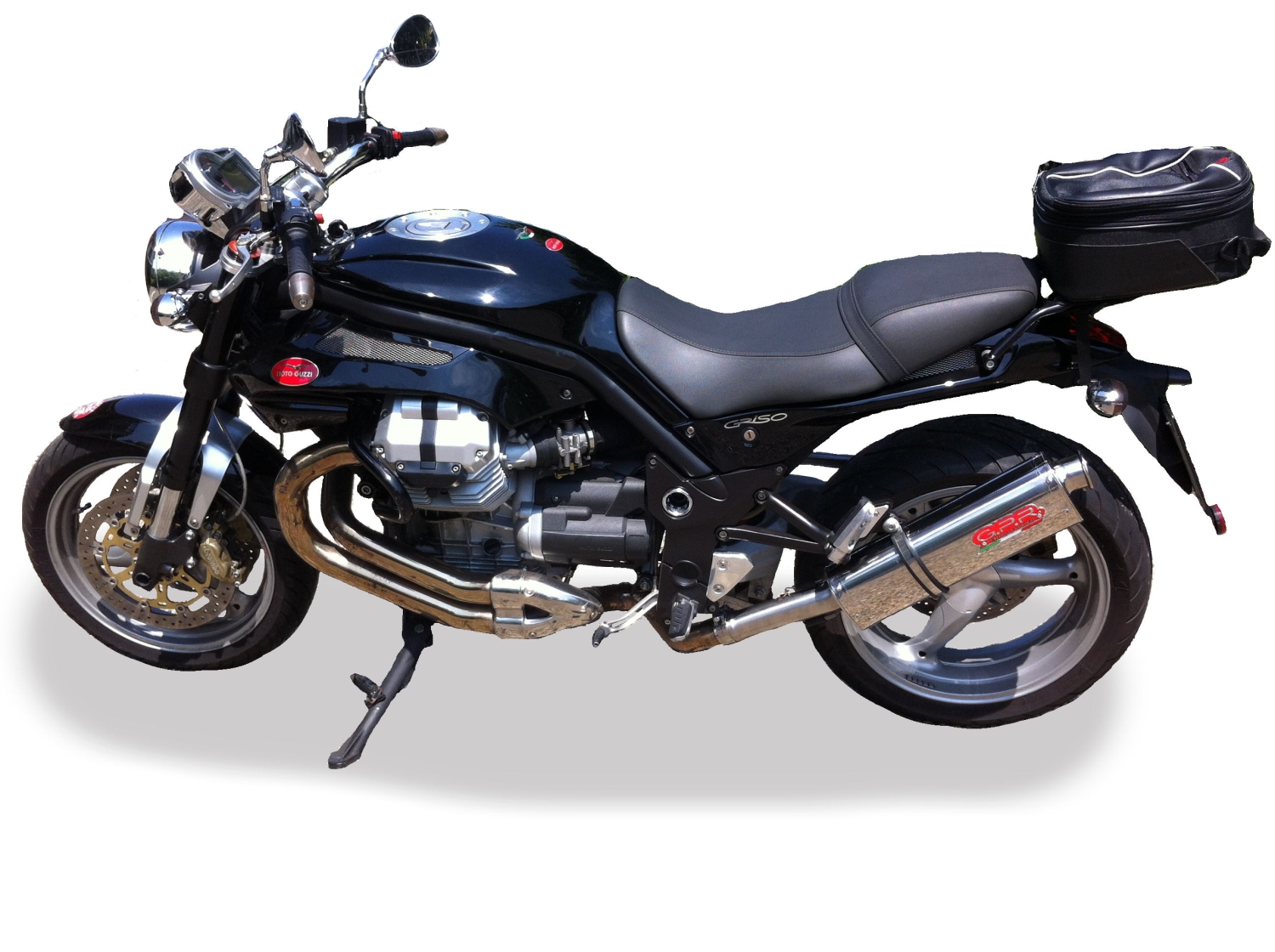 Exhaust compatible with Moto Guzzi Griso 1100 2005-2008, Trioval, Slip-on exhaust including removable db killer and link pipe, not EPA-compliant 