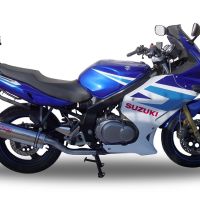 Exhaust compatible with Suzuki Gs 500 E - F 1989-2007, Trioval, Slip-on exhaust including removable db killer and link pipe, EPA-compliant 