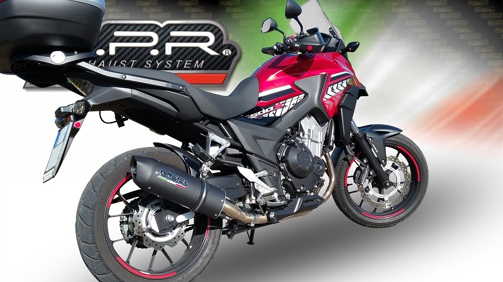 Exhaust compatible with Honda CB400X 2019-2025, Furore Evo4 Nero, Slip-on exhaust including removable db killer and link pipe, EPA-compliant 