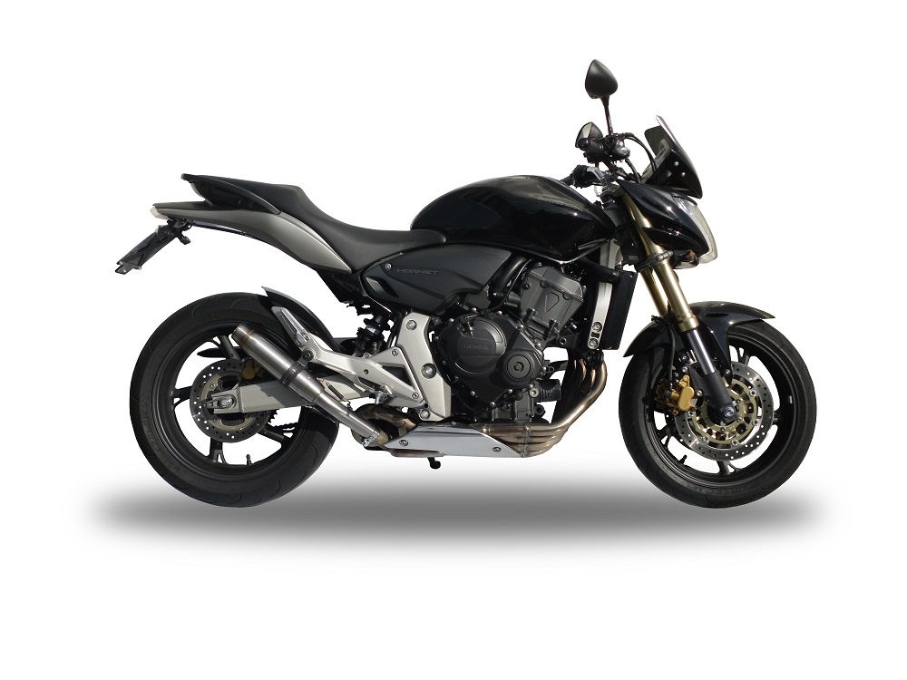 Exhaust compatible with Honda CB600F Hornet 2007-2014, Deeptone Inox, Slip-on exhaust including removable db killer and link pipe, EPA-compliant 