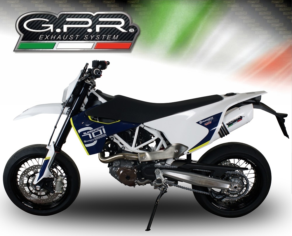 Exhaust compatible with Husqvarna Enduro 701 2015-2016, Albus Ceramic, Slip-on exhaust including removable db killer and link pipe, not EPA-compliant 