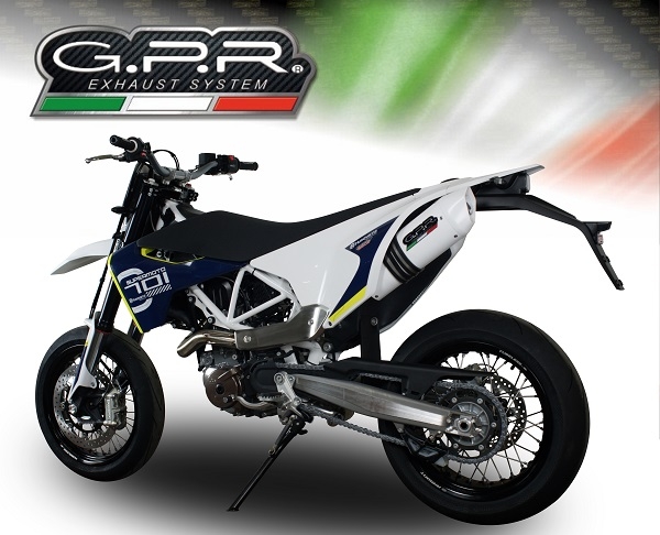Exhaust compatible with Husqvarna Enduro 701 2015-2016, Albus Ceramic, Slip-on exhaust including removable db killer and link pipe, not EPA-compliant 