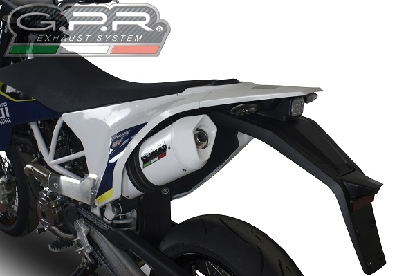 Exhaust compatible with Husqvarna Enduro 701 2015-2016, Albus Ceramic, Slip-on exhaust including removable db killer and link pipe, not EPA-compliant 