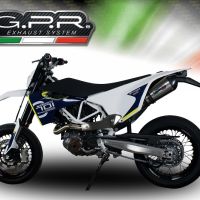 GPR exhaust compatible with  Husqvarna Supermoto 701  2021-2024, New Grand Prix Evo Titanium, Slip-on exhaust including link pipe and removable db killer 