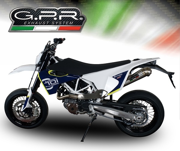 Exhaust compatible with Husqvarna Supermoto 701 2015-2016, Powercone Evo, Slip-on exhaust including removable db killer and link pipe, not EPA-compliant 