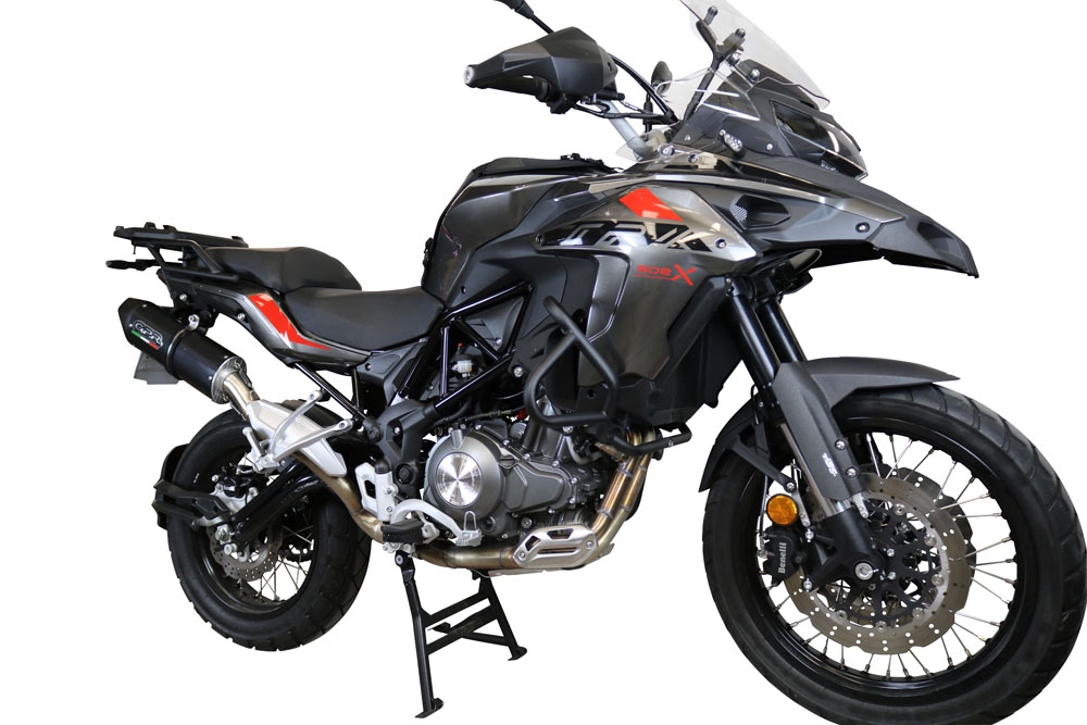 Exhaust compatible with Benelli Trk 502 X 2017-2020, Furore Evo4 Nero, Slip-on exhaust including removable db killer and link pipe, EPA-compliant 