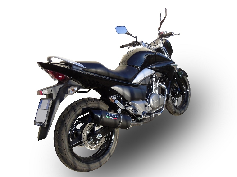 Exhaust compatible with Suzuki Gw 250 F Inazuma 2012-2017, Furore Nero, Dual slip-on including removable db killers and link pipes, EPA-compliant 