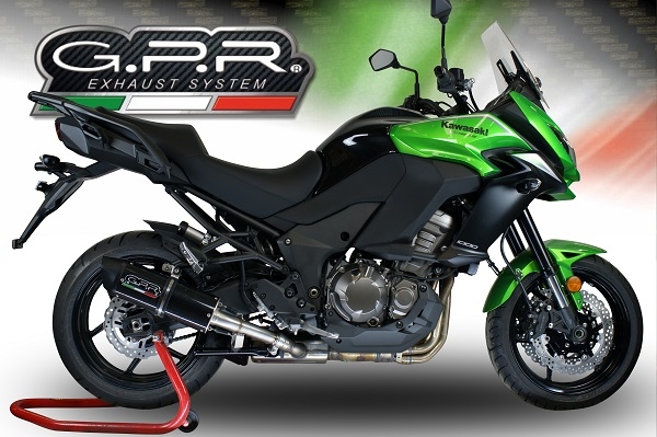 Exhaust compatible with Kawasaki Versys 1000 2015-2016, Furore Nero, Slip-on exhaust including removable db killer and link pipe, EPA-compliant 