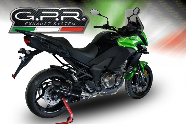Exhaust compatible with Kawasaki Versys 1000 2015-2016, Furore Nero, Slip-on exhaust including removable db killer and link pipe, EPA-compliant 