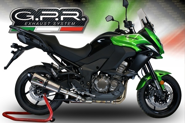 GPR exhaust compatible with  Kawasaki Versys 1000 2017-2018, New Grand Prix Evo Titanium, Slip-on exhaust including removable db killer and link pipe, EPA-compliant 