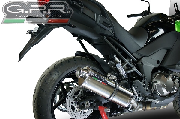 Exhaust compatible with Kawasaki Versys 1000 2011-2013, Trioval, Slip-on exhaust including removable db killer and link pipe, EPA-compliant 