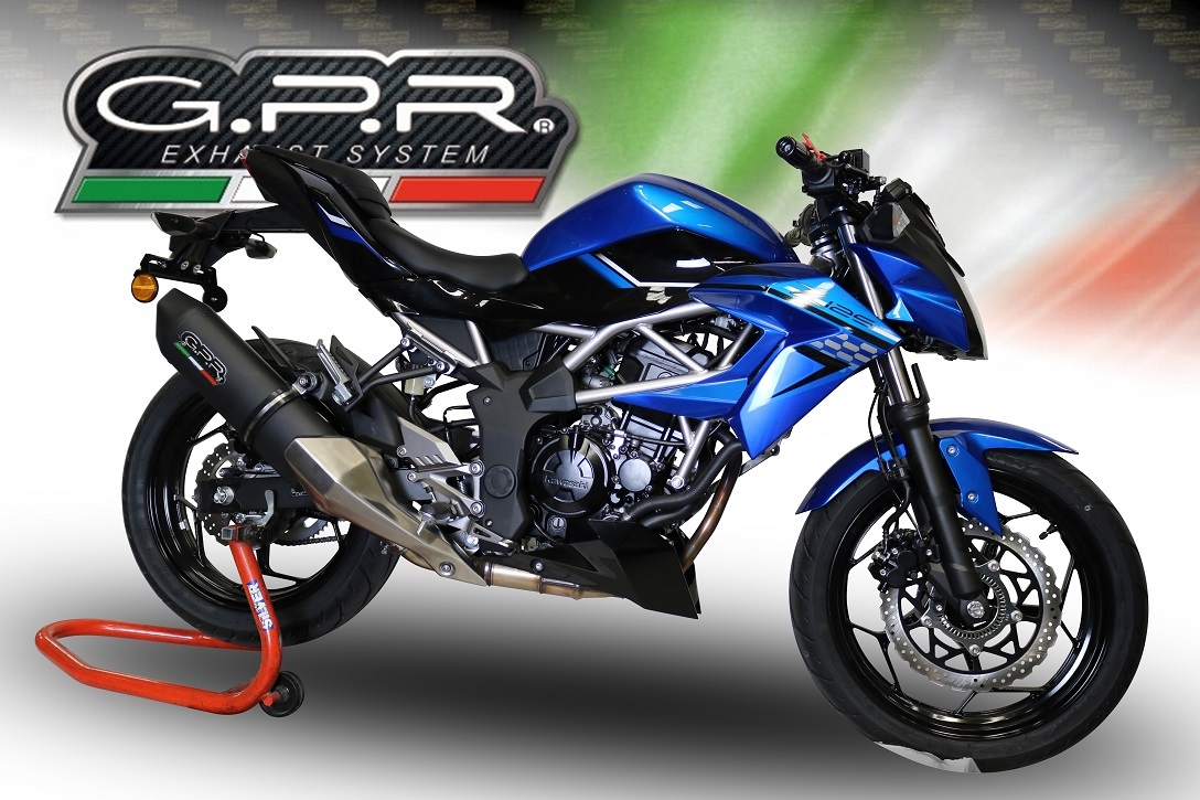 Exhaust compatible with Kawasaki Ninja125 2021-2024, Furore Evo4 Nero, Slip-on exhaust including removable db killer and link pipe, EPA-compliant 