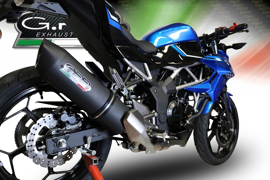 Exhaust compatible with Kawasaki Ninja125 2021-2024, Furore Evo4 Nero, Slip-on exhaust including removable db killer and link pipe, EPA-compliant 