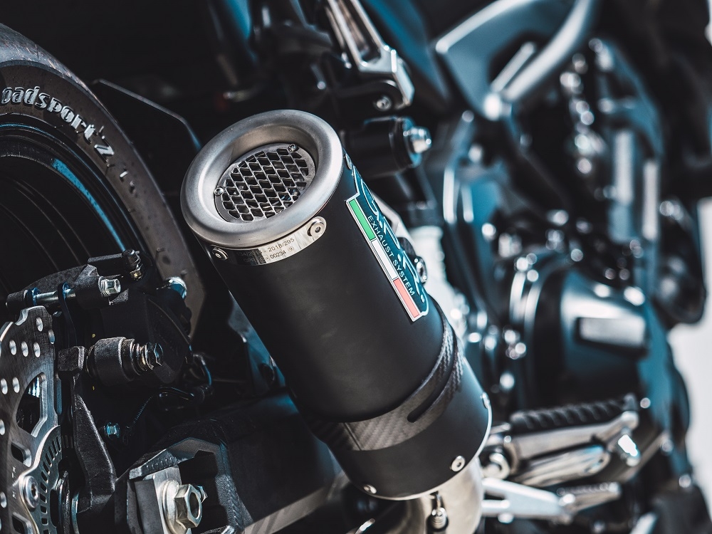 Exhaust compatible with Kawasaki Z-900E 2020-2024, M3 Black Titanium, Slip-on exhaust including removable db killer and link pipe, EPA-compliant 