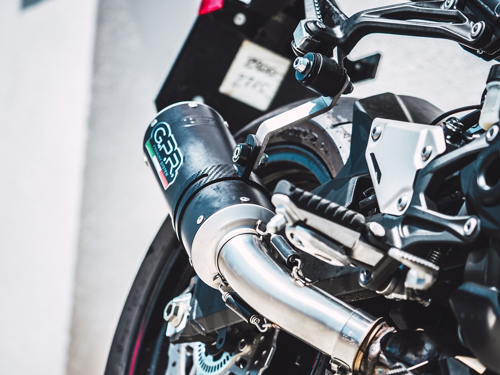 Exhaust compatible with Kawasaki Z-900 2017-2024, M3 Black Titanium, Slip-on exhaust including removable db killer and link pipe, EPA-compliant 