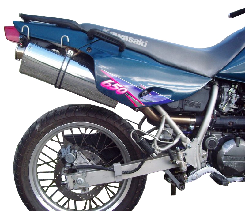Exhaust compatible with Kawasaki Klr 650 1988-2005, Trioval, Slip-on exhaust including removable db killer and link pipe, EPA-compliant 