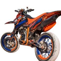 Exhaust compatible with Ktm Lc4 640 Enduro - Adventure - Supermoto 2003-2006, Furore Nero, Slip-on exhaust including removable db killer and link pipe, EPA-compliant 