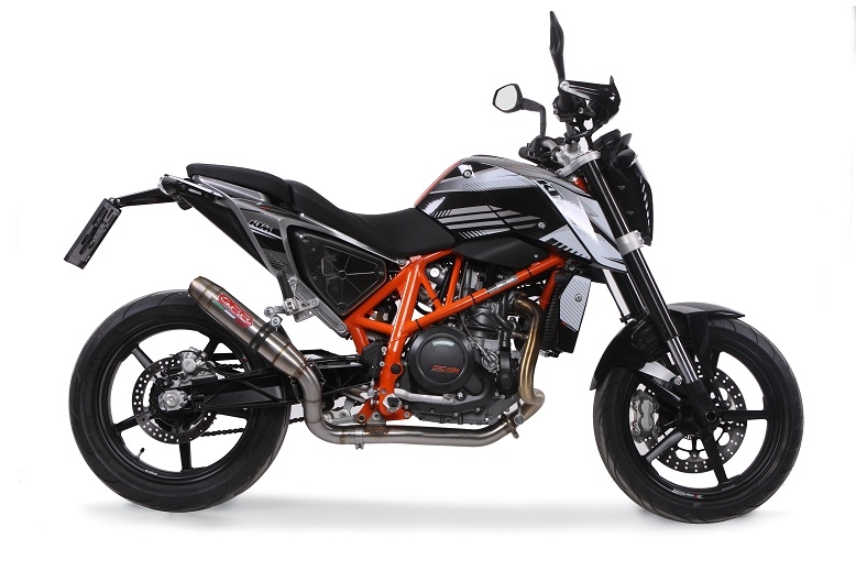 Exhaust compatible with Ktm 690 Duke 2017-2020, Deeptone Inox, Slip-on exhaust including removable db killer and link pipe, EPA-compliant 